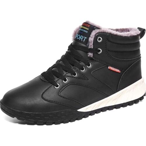 Men Fur Boots Pop Warm Winter Mens Ankle Boot Men PU Leather Boots Shoes Vogue Casual Men Winter Shoes Plush