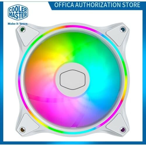 Cooler Master MF120 HALO White Version CPU Vooling Fan 5V PWM Addressable 120mm ARGB CPU Chassis Cooling Replacement Fan Silent