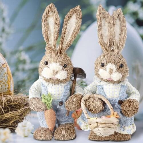 Easter Simulation Cute Rabbit Bunny Home Garden Ornaments Cartoon Photography Props Straw Bunny Party Supplies
