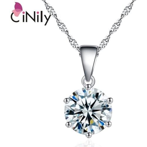 CiNily Created White Stone Silver Plated Pendant Wholesale Round-shape for Women Jewelry Pendant Without the Chain 15mm ND602