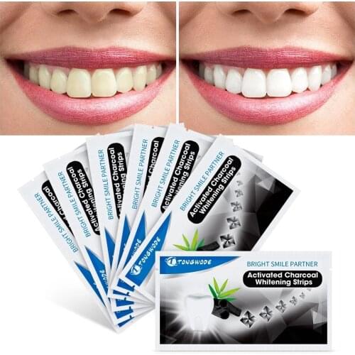 Charcoal Teeth Whitening Strips Tooth Dental Bleaching Kit Oral Hygiene Care Strips For False Teeth Veneers Dentist Tools