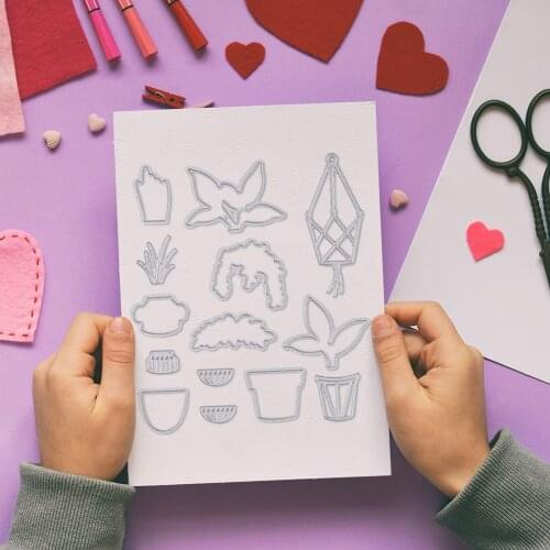 Transparent Silicone Hanging Flower Pot Seal Embossing Metal Paper Cut Card Mold Anniversary Congratulations Scrapbook DIY