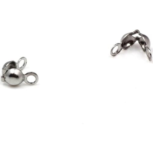 Connector Clasp Fitting Stainless Steel Ball Chain Calotte End Crimps Beads 100pcs/Lot For DIY Bracelet Necklace Jewelry Making