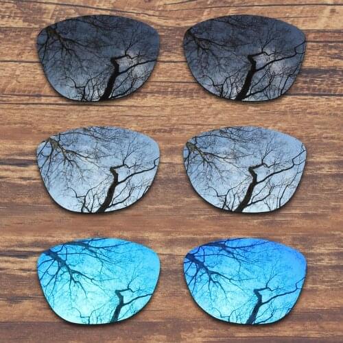 ToughAsNails 3 Pairs Black.Silver.Blue Polarized Replacement Lenses for Oakley Frogskins OO9013 Sunglasses