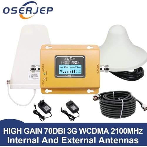LCD display 3G mobile Signal booster 2100mhz WCDMA Repeater 3g cellular signal booster amplifier Amplifier + LPDA /Omni Antenna