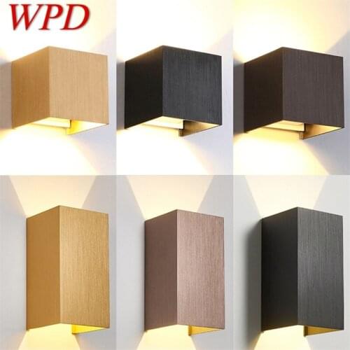 WPD Outdoor Wall Light Fixture Aluminum LED Brushed Square Sconces Waterproof Creative Decorative For Bedroom Living Room