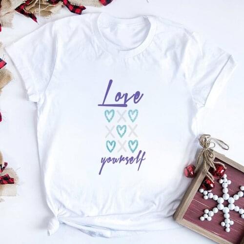 Women Love Yourself Letter Graphic 2021 New Summer Cute Fashion Lady Clothes Tops Tees Printed Female Tshirt hort sleeve T-Shirt