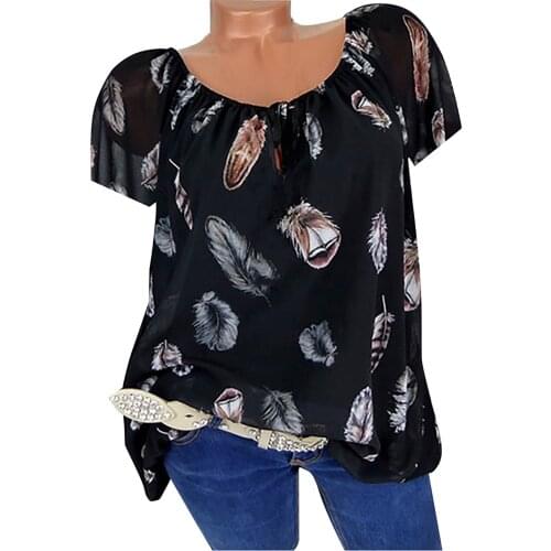 Womens Tops And Blouses Women Summer Casual Fashion Printed V-neck Short Sleeve Top Blouse T-shirt Blusas Mujer De Moda 2021