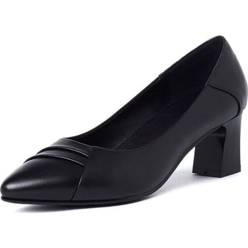 2020 New Spring Top Cowhide Pointed Shoes Women Genuine Leather Shoes Fashion High Heel Shoes Show Thin Temperament Women Shoes