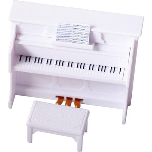 1/6 1/12 Interactive Toy Realistic Piano Stool Figurine Miniature Piano Family Playset Mini Toy Figure for Home Decor