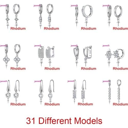 New Statement Crystal 1 Pair 925 Sterling Silver DIY Earring Findings Clasps Hooks Fittings Making Accessories Jewelry 31 Styles