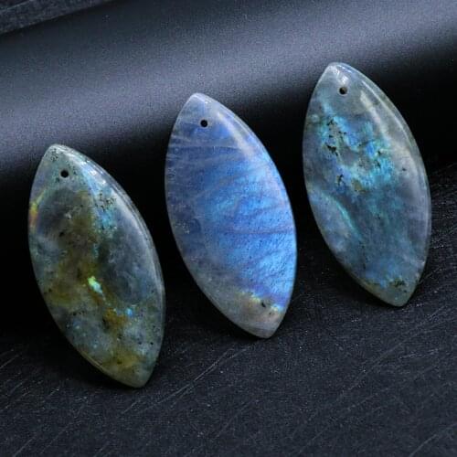 1PC Big Mineral Stone Pendant Pendulum Quartz Evil Eye Shape Natural Labradorite Grey Moonstone Crystal Pendant Reiki Healing