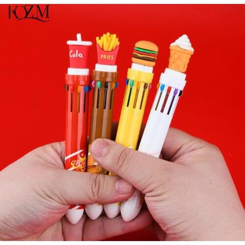 10 Colors Cute Ballpoint Pen School Office Supply Stationery Coke Burger Fries