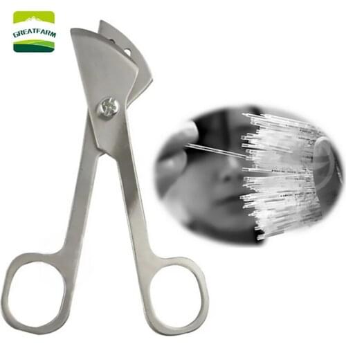 2 pces aço inoxidável gado sêmen fino tubo tesoura revestido sêmen tesoura tubo de vaca fina tesoura congelado sêmen fazenda fe