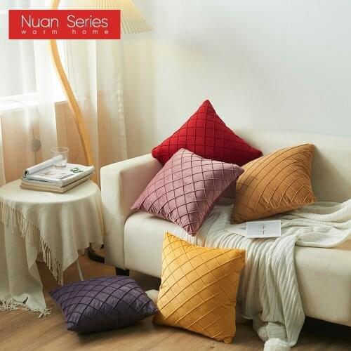 2pcs Luxury Embroidery Plaid Colors Geometric Velvet Cushion Cover Pillow Cover Pillow Case Home Decorative Sofa Throw Pillows