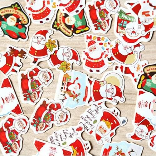 48PCS/Box Christmas Decorative Sticker Merry Santa Claus Shaped Stickers for Diy Scrapbook Diary Album Decoration Stationery