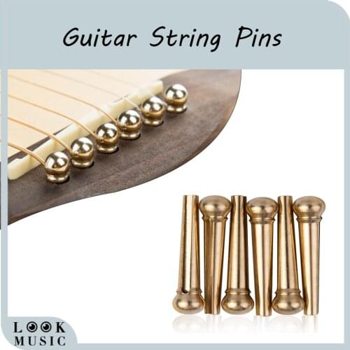 6 Pieces/lot Guitar Strings Nail Metal Acoustic Guitar Bridge Pins Brass Guitar Strings Fixed Cone String Pins String Nails