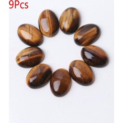 9Pcs Beautiful Handmade Natural Tiger eyes stone ring face Mens /Woman Ring Reiki healing