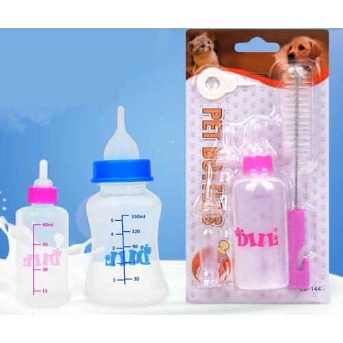 Pet Milk Bottle Puppy Kitten Feeding Bottle Dog Cat Bady Nursing Water Milk Feeder With Cleaning Brush