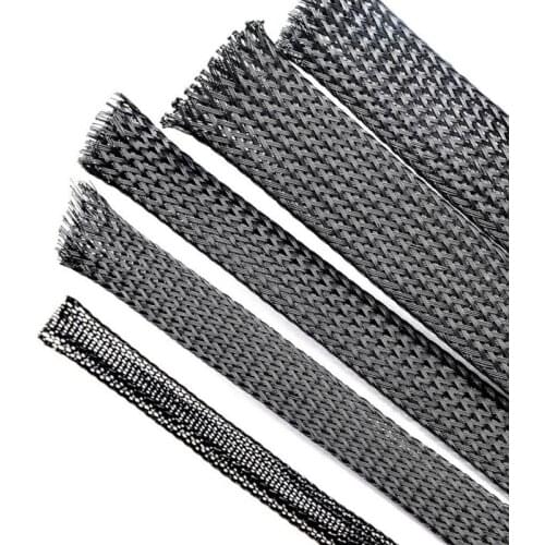 10melet Black Snakeskin mesh Wire Protecting cable Sleeves 4/6/8/10/12mm PET Nylon Cable Sleeve wire mesh shock for cable sets