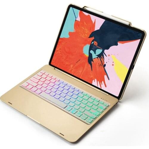 For New iPad Pro 12.9 2018 Backlight Wireless Bluetooth Russian/Spanish/Hebrew Keyboard Case Stand Cover Build-in Pencil Holder