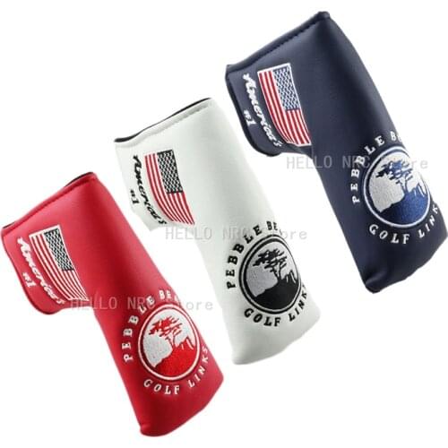 Golf Club Headcovers Blade Putter Cover PU Leather Waterproof Velcro Closure Pine Pattern Simple and Durable