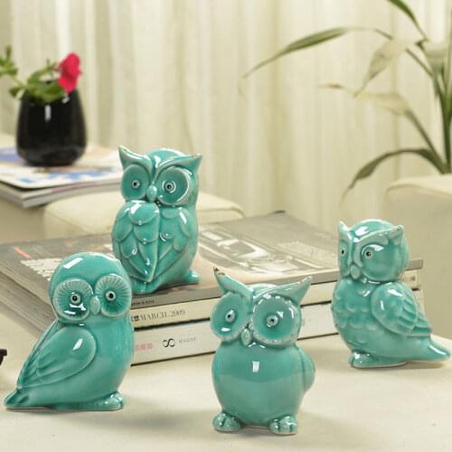 Ceramic handicrafts modern owls statue living room animal ornaments owl crafts toy home decor figure 4 style optional