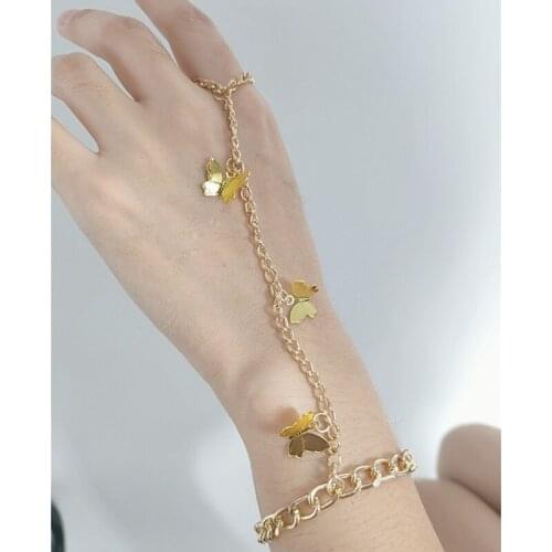 Finger Ring Bracelet Butterfly Creative Finger Linked Bracelet Chain Bracelet Finger Rings Bracelets Women Jewelry Accessories