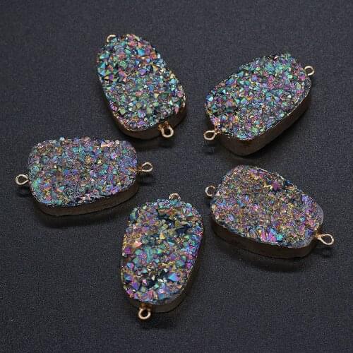 Natural Stone Connector Agate Crystalline Germ Rectangle Stone For DIY Necklace Handiwork Sewing Craft Jewelry Accessory Making