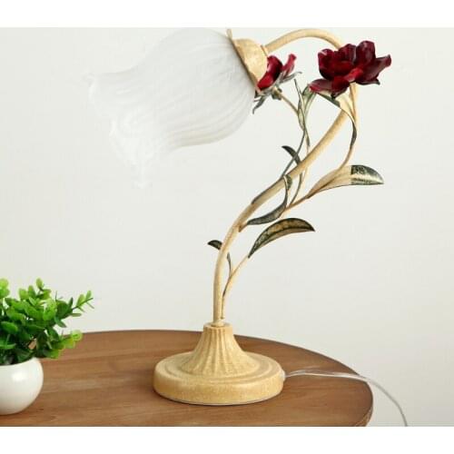 Korean Glass Ceramic Flower Table Lamp LED Restaurant Bar Counter Living Room Bedroom Bedside Art Deco Desk Lamp Light Fixtures