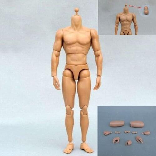 1:6 Scale Male Soldier Toys Figure Accessory Nude Body Figures Narrow Shoulder Military Soldiers Nude Muscle Body