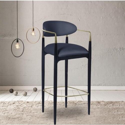 Nordic metal bar chair modern fashion bar coffee shop bar chair creative high stool front desk reception bar stool