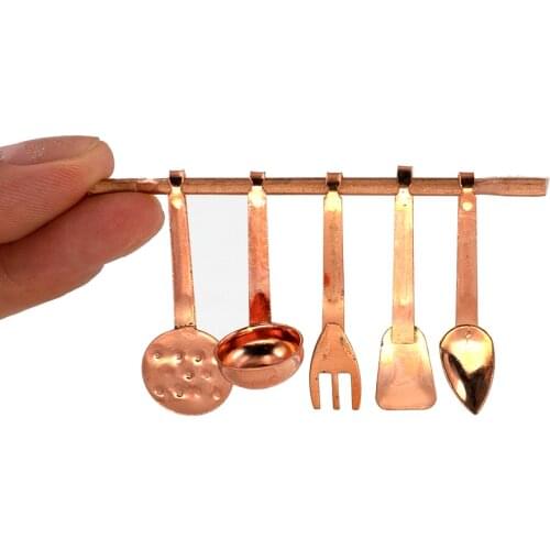 6Pcs 1/12 Doll House Miniature Kitchen Cooking Utensils Simulation Spoon Fork Model For Mini Decoration Dollhouse Accessories