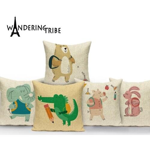 Cartoon Animal Decorative Cushions Pillow case Horse Decoration Linen Cushion Cover Throw Pillow Cases Home Sofa Decor Pillow