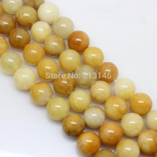 Wholesale Natural Round Yellow Topaz Jade Citrine Loose Strand Stone Beads for DIY Jewelry Making Pick Size 4/6/8/10/12mm