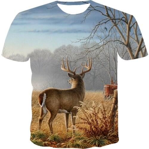 2021 New Summer T-Shirt Unisex Short-Sleeved 3D Printing T-Shirt Fawn Series Round Neck Pullover XXS-6XL