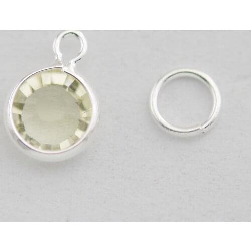 New Arrivals 10PCS 6mm Light yellow Birthstone100% crystal with Silver Rings floating Bezel Charms for glass locket
