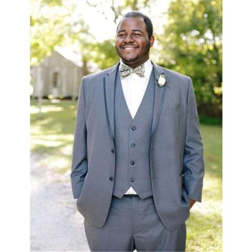 New Classic Men’s Suit Smolking Noivo Terno Slim Fit Easculino Evening Suits For Men Grey Gentlemen Wedding Tuxedo Bridegroom Pa