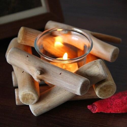 Candle Holder Pastoral Retro Original Wooden Driftwood Candle Holder Candlestick Holders For Home Room Decor