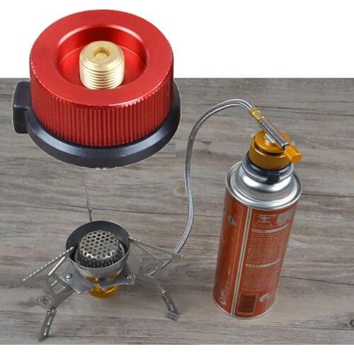 Camping Stove Convert Adapter Nozzle Bottle Type Butane Auto-Off Gas Cartridge