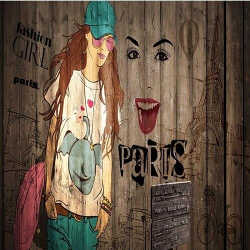 Drop Shipping Photo Wallpaper Retro Hand Painted Parisian Clothing Store Trend Mural Shopping Mall Corridor Custom Wallpaper