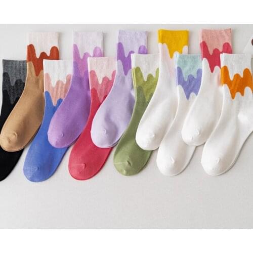 Autumn&Winter new stocking female Korean version gradient ice cream wave stripe personality middle tube stockings YZ-S-ZZ-0029