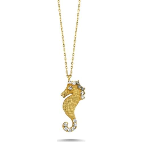 Symbol Gold Sea Horse Gold Necklace Bijoux Luxury Fashion Trendy Lady Jewelry Stylish Party Elegant Magnificent Animal Design