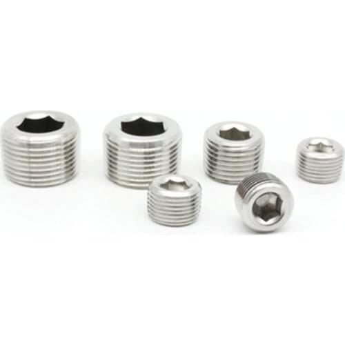 1/8" 1/4" 3/8" 1/2" 3/4" 1" 1-1/4" 1-1/2" 2" BSPT NPT Male 304 Stainless Steel Hex Head End Plug Pipe Fitting Coupler Connector