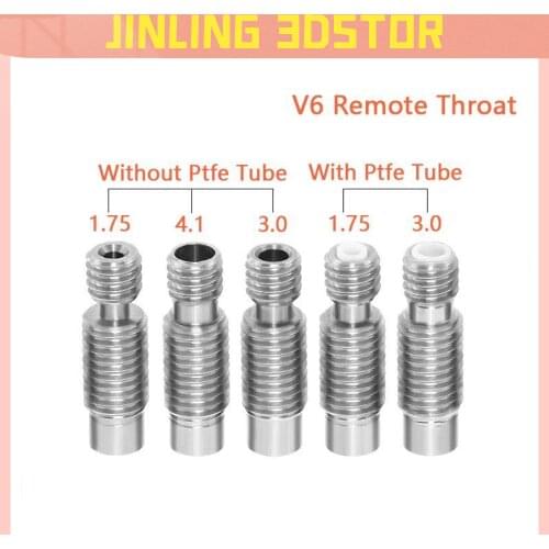 V6 Throat Bowden Tube Long Distance Thread For 1.75 mm 3.0mm Filament 3D Printers Parts Full Metal Part Bore 4.1mm