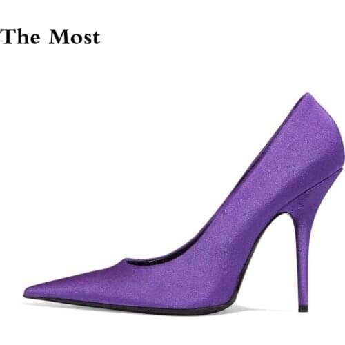 ARQAwoman High Heels Pumps Six color optional High Heels 10.5cmWedding Shoes Thin Heels Big size 48 yards fashion silk fabric