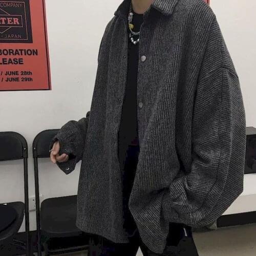 Corduroy Jacket Men Spring Autumn Hong Kong Style Casual Couple Tooling Handsome Casual Coat Brand All-match Buttons Clothes