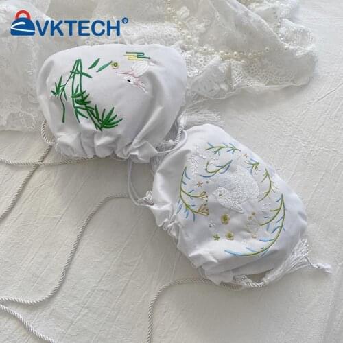 Women Canvas Embroidery Tassel Crossbody Bag Chinese Style Drawstring Handbags Leisure Lady Shoulder Crossbody Messenger Bag