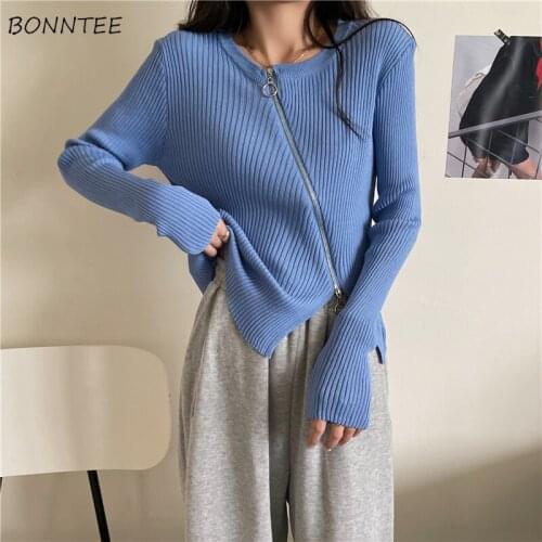 Cardigan Women Cropped Knitting Chandails O-Neck Solid Spring Trendy Sweaters 5 Colors Design All-match Slim Harajuku Hot Sale