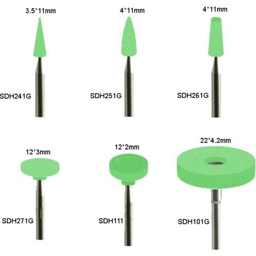 1pc dental lab ceramics diamond stone polish grinder for zirconia polishing fast grinding no need water cooling green Youdent